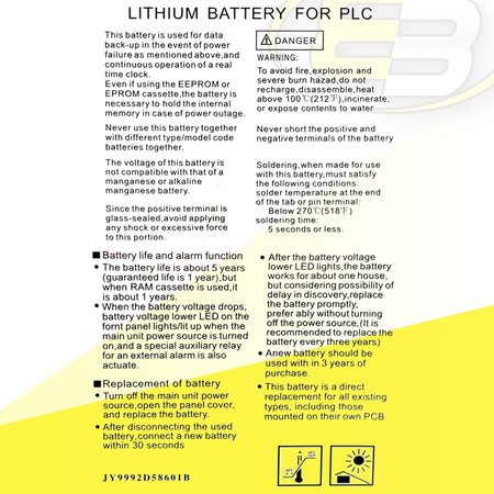 Exell Battery 3.6V PLC Computer Battery for Allen Bradley ControlLogix 1756-BATA EBPLC-108AB